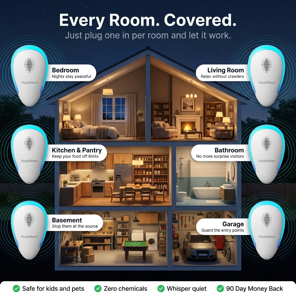 HushNest™  2026 Ultrasonic Pest Repeller - Pests Out. Peace In.